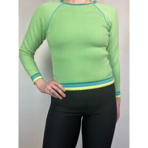 Y2K Green Lightweight Raglan Crop Izod Sweater
